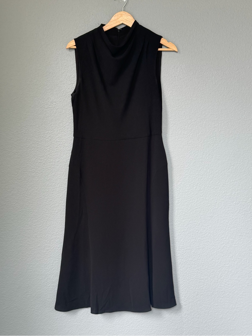 Maggy London Black Sleeveless Midi Dress with Mock Neck